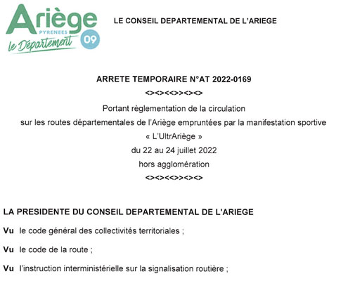 Arrête Temporaire 2022-0169
