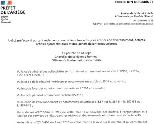 Arrêté 03.08.2022 - Feux d'artifices