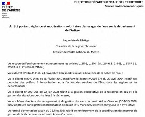 Vigilance et modérations volontaires des usages de l'eau