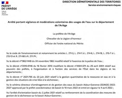 Vigilance et modérations volontaires des usages de l'eau